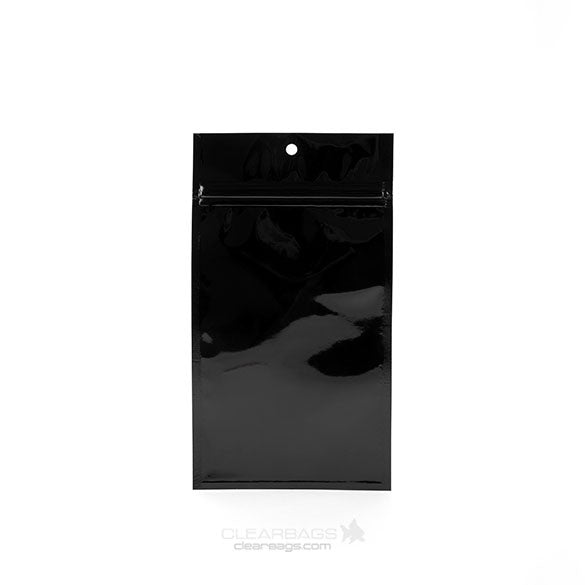 Sacchetto trasparente con chiusura a pressione Nero 10x16.5cm metallizzato (100 pezzi) [HZBB5MB]