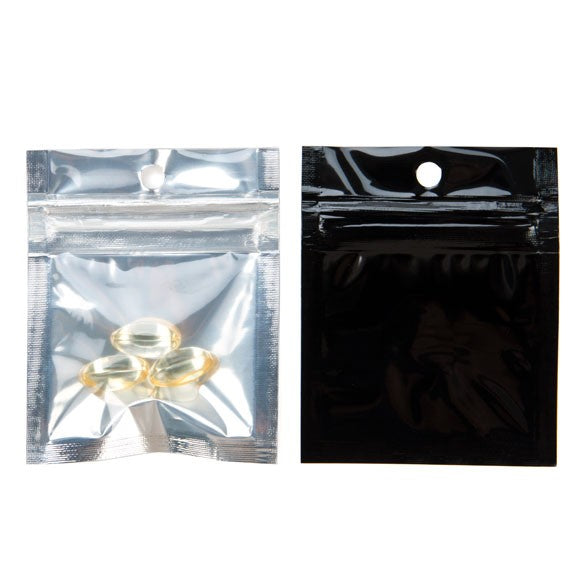 Sacchetto trasparente con chiusura a pressione trasparente/nero 5x5cm (100 pezzi) [HZBB9CB]