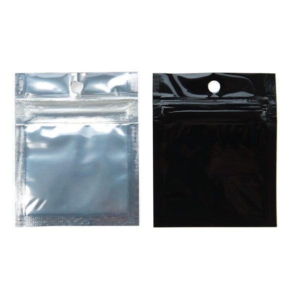 Sacchetto trasparente con chiusura a pressione trasparente/nero 5x5cm (100 pezzi) [HZBB9CB]