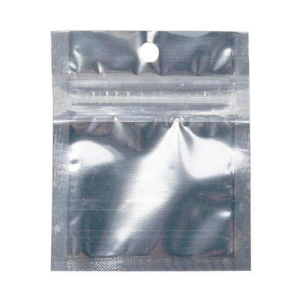 Sacchetto trasparente con chiusura a pressione trasparente/argento 5x5cm (100 pezzi) [HZBB9S]