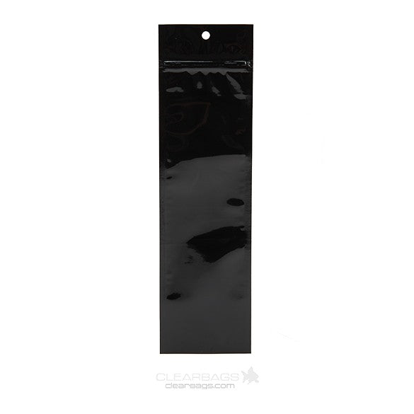 Sacchetto trasparente con chiusura a pressione nero 6,5x23cm metallizzato (100 pezzi) [HZBB1MB]