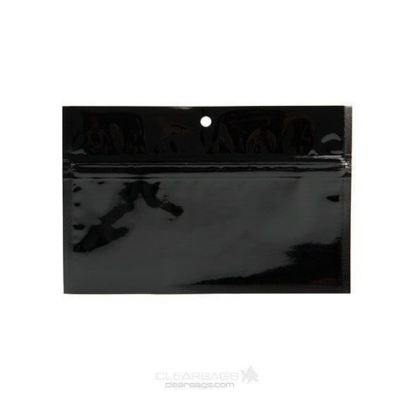 Sacchetto trasparente con chiusura a pressione nero 15x7cm metallizzato (100 pezzi) [HZBB2MB]