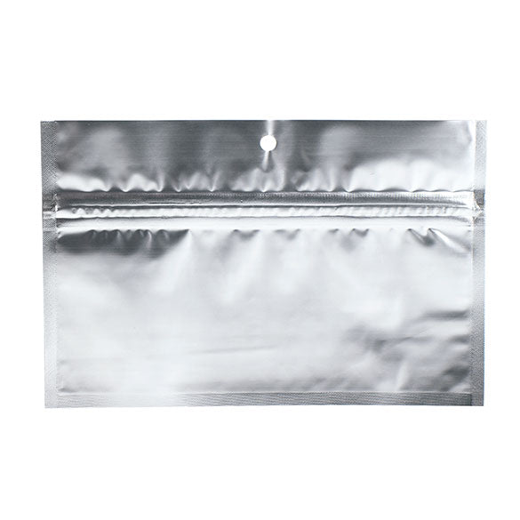 Sacchetto trasparente con chiusura a pressione argento 15x7cm metallizzato (100 pezzi) [HZBB2MS]