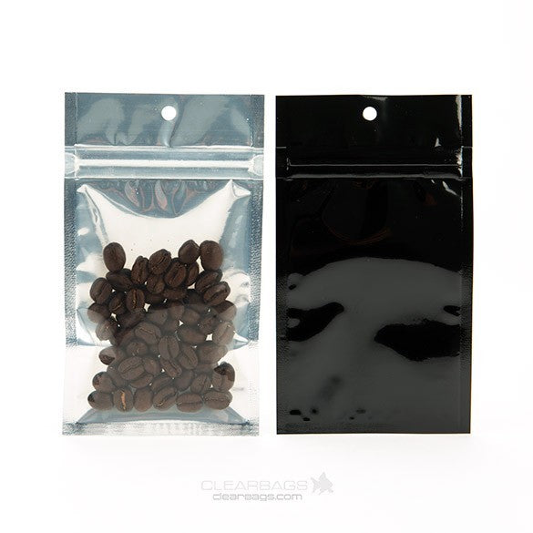 Druckverschlussbeutel Transparent/Schwarz 7.5x11.5cm mit Aufhängeloch (100 Stück) [HZBB3CB]
