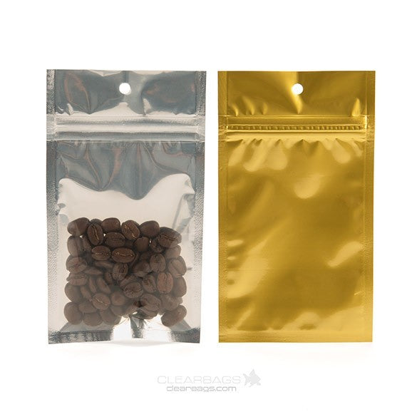 Sacchetto trasparente con chiusura a pressione Trasparente/Oro 7.5x11.5cm (100 pezzi) [HZBB3CG]
