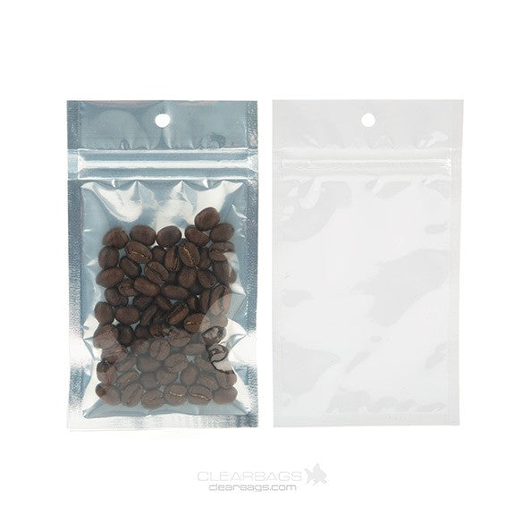 Sacchetto trasparente con chiusura a pressione Trasparente/Bianco 7.5x11.5cm (100 pezzi) [HZBB3CW]