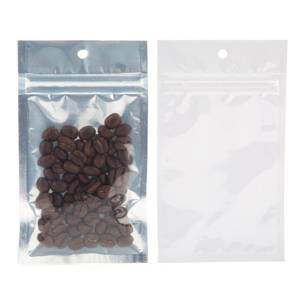 Sacchetto trasparente con chiusura a pressione Trasparente/Bianco 7.5x11.5cm (100 pezzi) [HZBB3CW]
