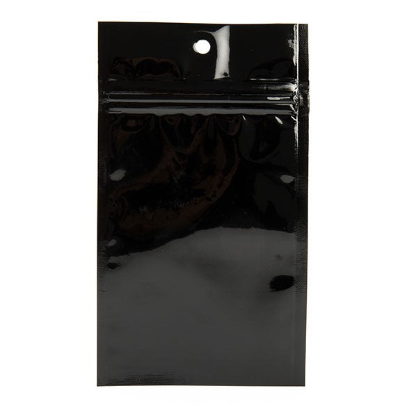 Druckverschlussbeutel Schwarz Metallisiert 7.5x11.5cm mit Aufhängeloch (100 Stück) [HZBB3MB]