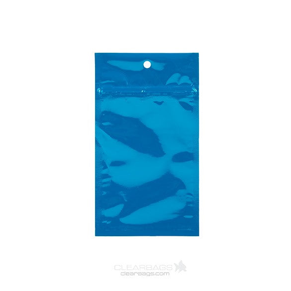 Sacchetto trasparente con chiusura a pressione Blu 7,5x11,5cm metallizzato (100 pezzi) [HZBB3MBL]