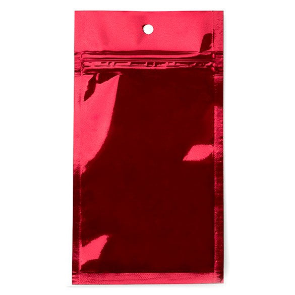 Sacchetto trasparente con chiusura a pressione Rosso 7,6x11,4cm metallizzato (100 pezzi) [HZBB3MR]