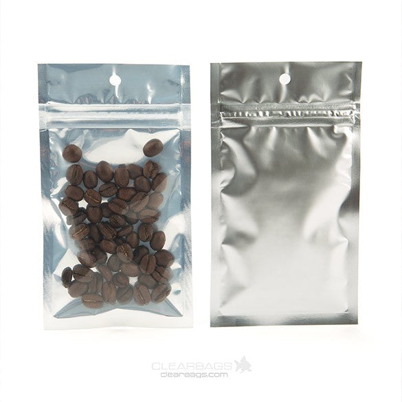 Sacchetto trasparente con chiusura a pressione Trasparente/Argento 7.5x11.5cm (100 pezzi) [HZBB3S]