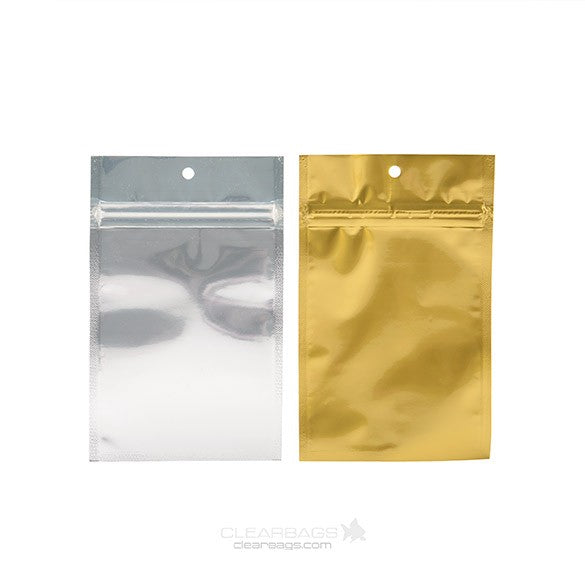Sacchetto trasparente con chiusura a pressione Trasparente/Oro 9x12.5cm (100 pezzi) [HZBB4CG]