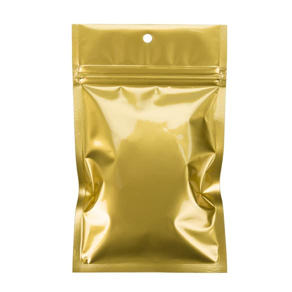 Sacchetto trasparente con chiusura a pressione Oro 9x12.5cm metallizzato (100 pezzi) [HZBB4MG]