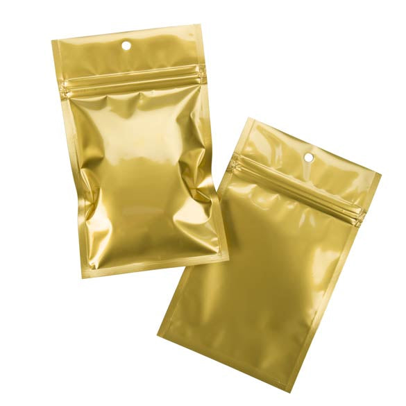 Sacchetto trasparente con chiusura a pressione Oro 9x12.5cm metallizzato (100 pezzi) [HZBB4MG]