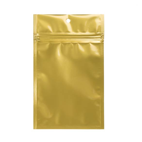 Sacchetto trasparente con chiusura a pressione Oro 9x12.5cm metallizzato (100 pezzi) [HZBB4MG]