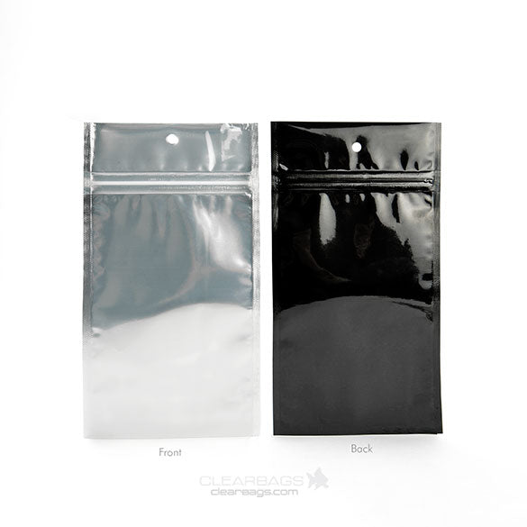 Sacchetto trasparente con chiusura a pressione trasparente/nero 10x16.5cm (100 pezzi) [HZBB5CB]