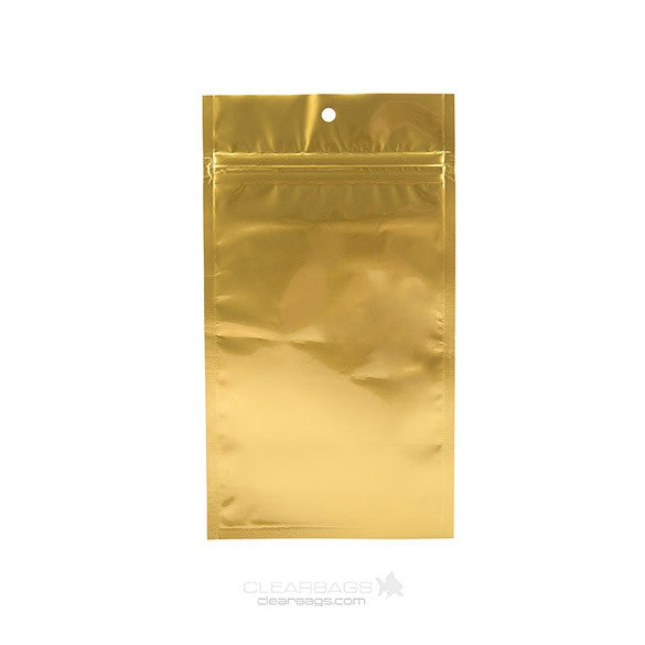 Sacchetto trasparente con chiusura a pressione Oro 10x16.5cm metallizzato (100 pezzi) [HZBB5MG]