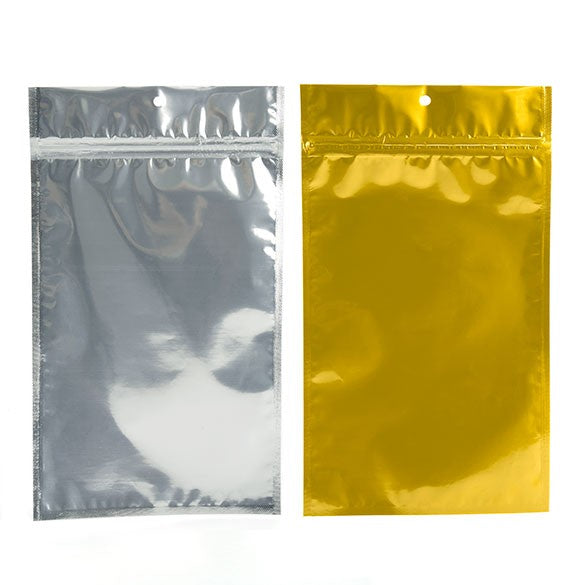 Druckverschlussbeutel Transparent/Silber 15.5x23.5cm mit Aufhängeloch (100 Stück) [HZBB7CG]
