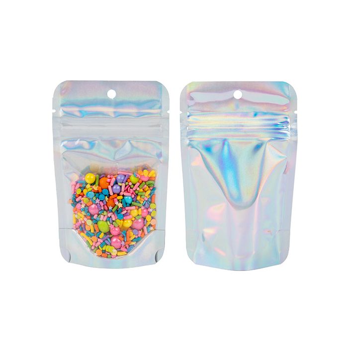 Stand Up Pouches Transparent/Iridescent/Holographic 7,9x5,1x13cm With Hanghole