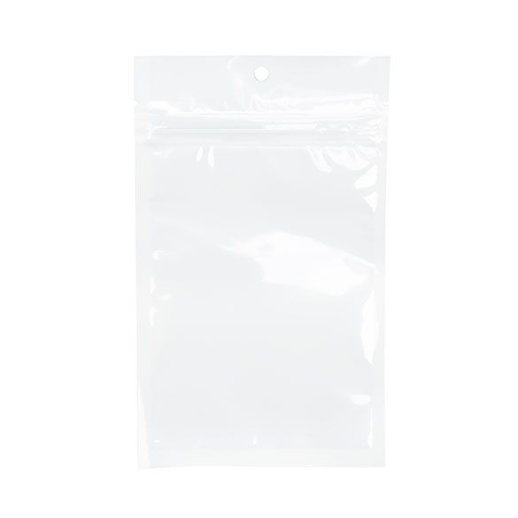 Sachet zip à trou de suspension transparent/blanc 9,2x12,7 cm (100 pièces) [HZB4CW]