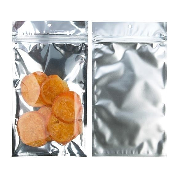 Sachet zip à trou de suspension transparent/argenté 12,7x20,8 cm (100 pièces) [HZB6S]