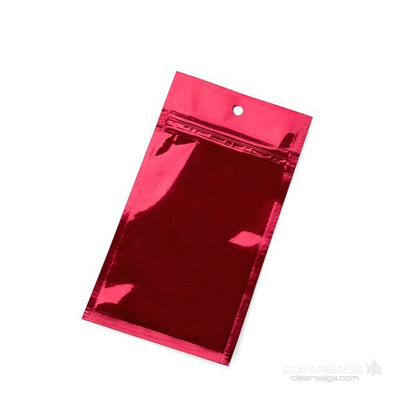 Sacchetto trasparente con chiusura a pressione Rosso 7,6x11,4cm metallizzato (100 pezzi) [HZBB3MR]