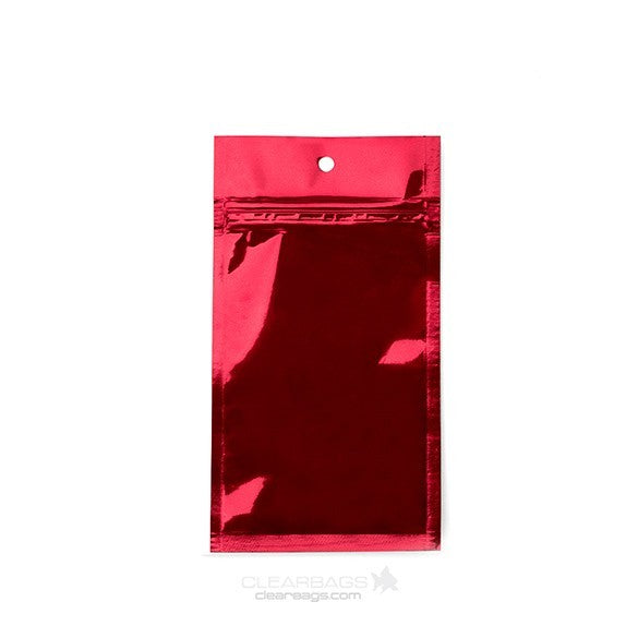 Sacchetto trasparente con chiusura a pressione Rosso 7,6x11,4cm metallizzato (100 pezzi) [HZBB3MR]