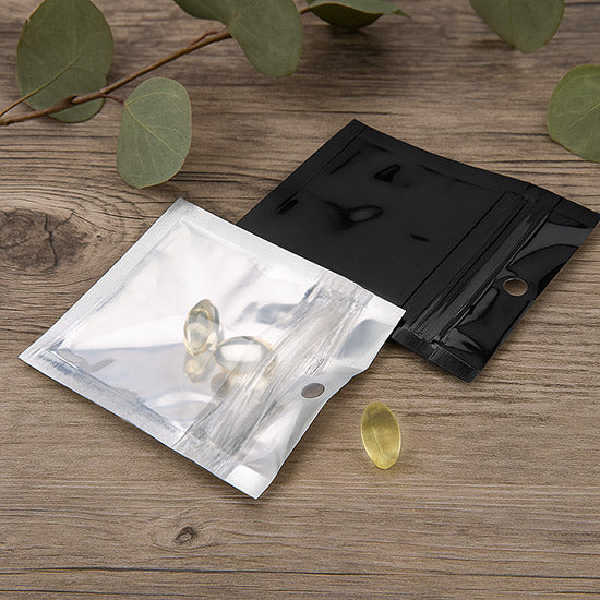 Sacchetto trasparente con chiusura a pressione trasparente/nero 5x5cm (100 pezzi) [HZBB9CB]
