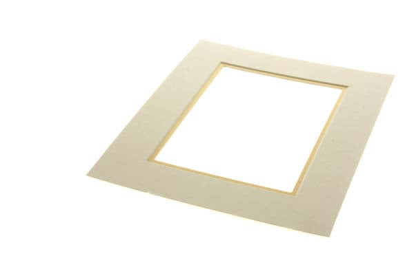 Fertig-Passepartouts 11.8x16.8cm Fenster - Elfenbein/Gold doppelte Dicke - 20.3x25.4cm Außenrahmen (10 Stück) [MD20018]