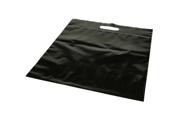 Plastic Carrier Bags Black 22.9x8.2x18.4cm 75 micron with Grip Seal