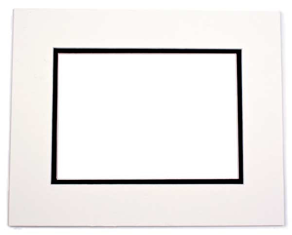 Passe-partout doppio spessore Ivoor/nero 40,6x50,8cm con finestra 27x34,6cm (10 pezzi) [MD20033]