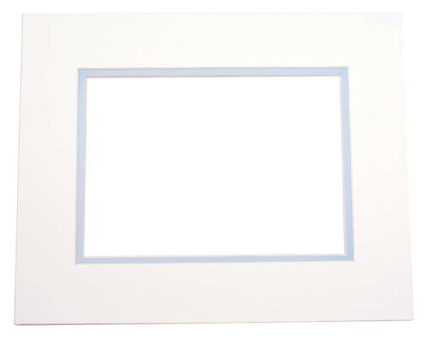 Fertig-Passepartouts 27 x 34.6cm Fenster - Hellblau Doppelte Dicke - 40.6 x 50.8cm Außenrahmen (10 Stück) [MD20030]