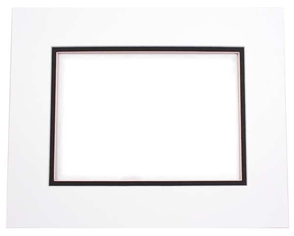 Double Passe Partout Blanc/Noir 19 x 29cm pour le découpage intérieur. 30.5 x 40.6cm (10 Pièces) [MD20114]