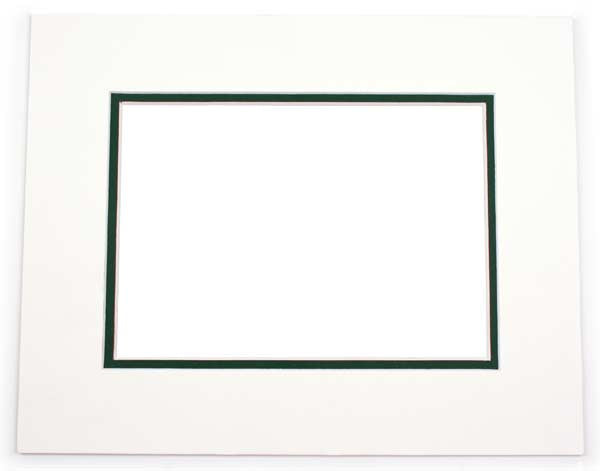 Double Passe Partout Blanc/Vert Foncé 27 x 34cm pour le découpage intérieur. 40.6 x 50.8cm (10 Pièces) [MD20209]