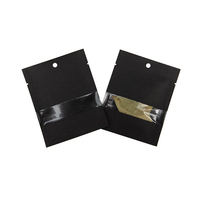 Sachets Kraft Noir Ecologique 7,6x10,2 cm Thermosoudable avec fenêtre (100 pièces) [KHS34BKW]