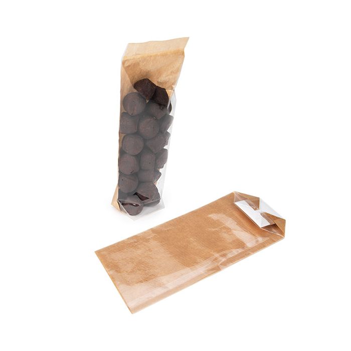 Blockbodenbeutel Kraft 5.1x4.4x21.6 cm mit Bodenblatt (100 Stück) [FGKB20]