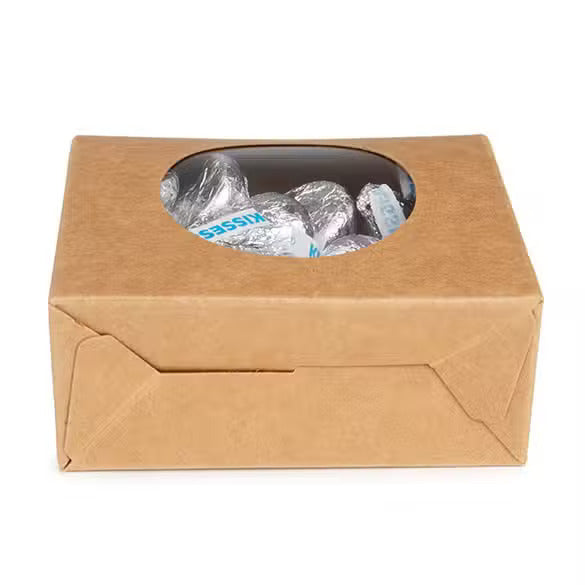 Boite Kraft Avec fenêtre ronde 8,9x3,8x10,2 cm (25 pièces) [FS340]