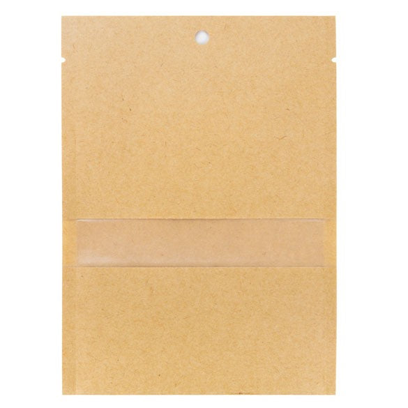 Kraftbeutel 11.2x15.7cm Braun mit Fenster | Heißsiegelfähig (100 Stück) [KHS46MW]