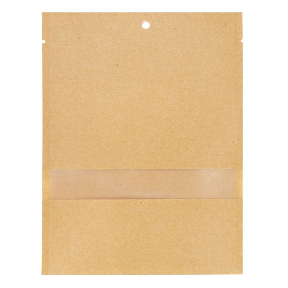 Kraftbeutel 13.7x18.5cm Braun mit Fenster | Heißsiegelfähig (100 Stück) [KHS57MW]