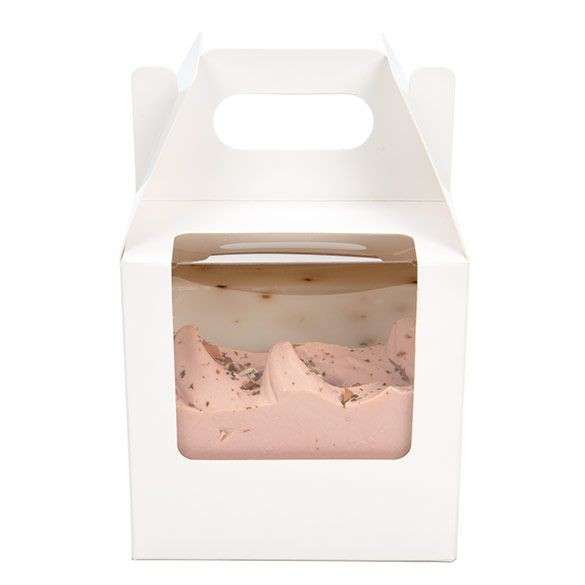 Boîte à poignée en papier blanc 10,2x10,2x10,2 cm avec fenêtre (25 pièces) [WGWG57]