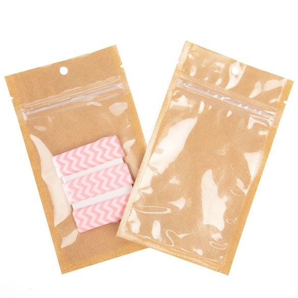 Sachet kraft avec face avant transparente 7.6 x 11.4 cm avec encoches (100 pièces) [HZB3KC]