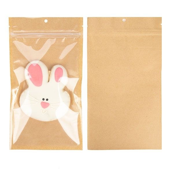 Druckverschlussbeutel Kraft/Transparent 12.7x20.8cm mit Einreißkerben (100 Stück) [HZB6KC]