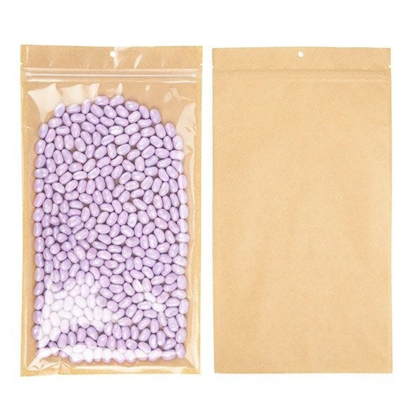 Sachet zip avec trou de suspension papier kraft avec face arrière transparente 17,8x30,5 cm (100 pièces) [HZB8KC]