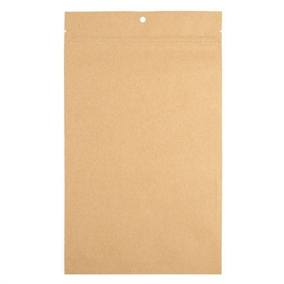 Sachet zip Kraft avec trou rond de suspension 15,2x23,5cm avec encoches de déchirure (100 pièces) [HZBB7K]