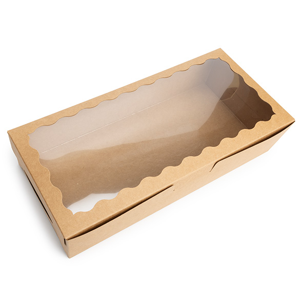 Boîte en papier kraft avec fenêtre festonnée 30x6,5x14 cm (25 pcs) [WKRG125]