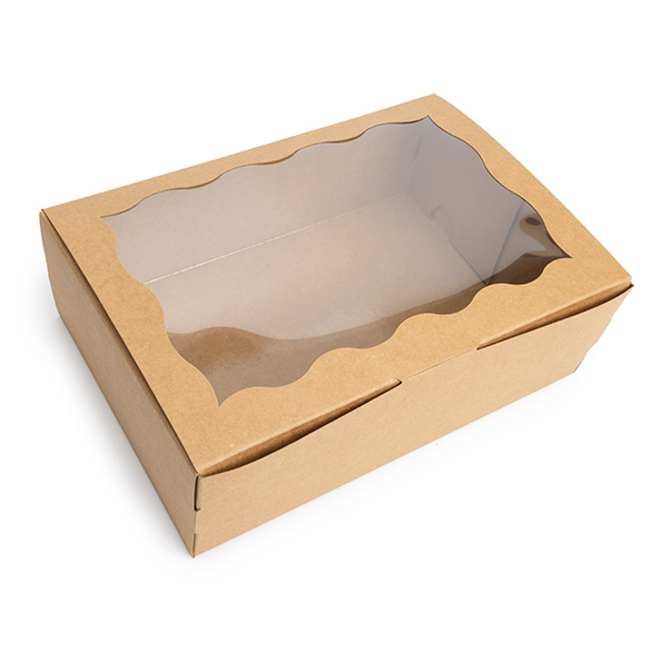 Scatola carta kraft con finestra smerlata 22,1x7x15,1cm (25 pz) [WKRG86]