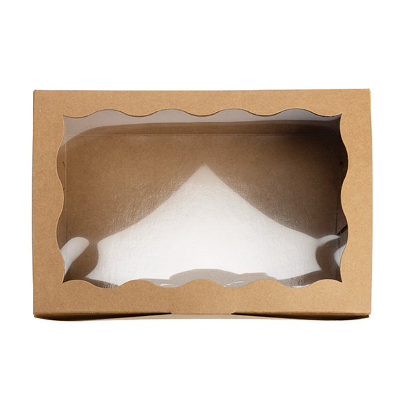 Scatola carta kraft con finestra smerlata 22,1x7x15,1cm (25 pz) [WKRG86]