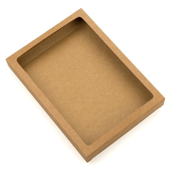 boite en kraft marron avec fenêtre découpée 13.7x2.2x18.7cm (25 Pieces) [WKR266]