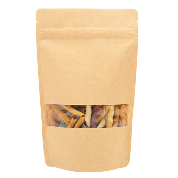 Doypack Kraft avec fenêtre horizontale 13x7.9x20.6cm | 113g (100 pièces) [ZBGW3K]