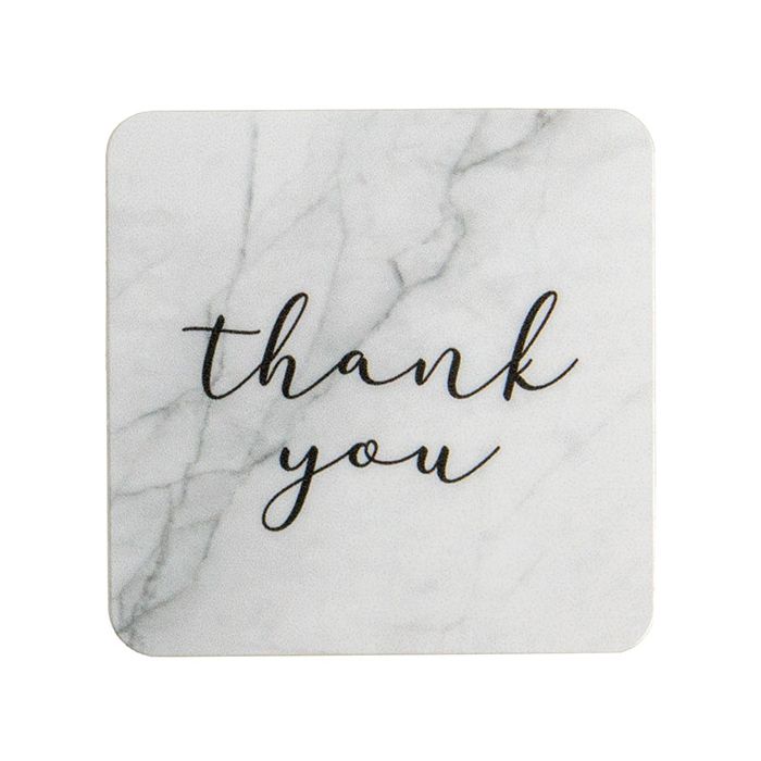 Stickers Square Thank You (Marble w/ Grey Text) 3,8 cm (1 Sheet)